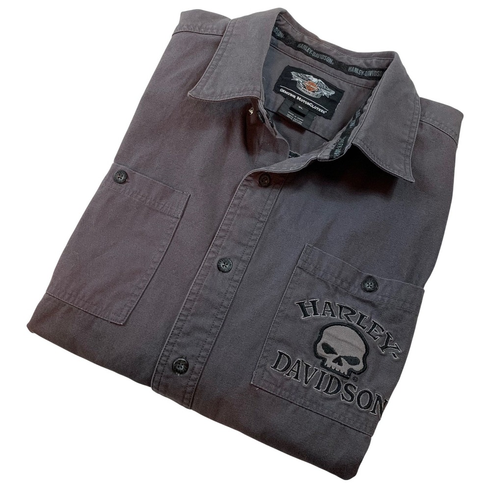 Harley Davidson Mens XL Willie G Skull Sleeveless ButtonUp Shirt 99139-10VM Gray